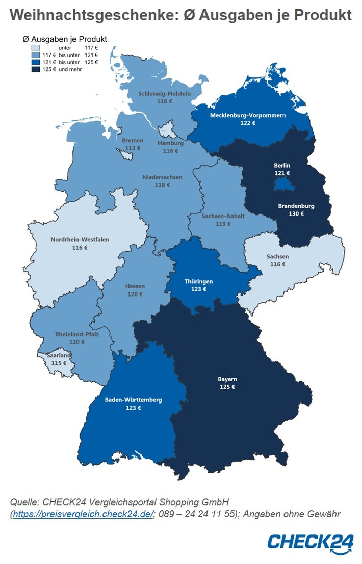 Weihnachtsgeschenke: Brandenburger geben am meisten Geld aus