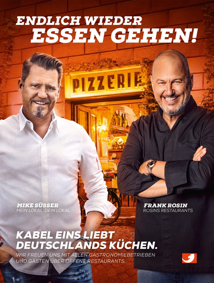 &quot;Endlich wieder essen gehen!&quot; Frank Rosin und Mike Süsser unterstützen in bundesweiter Kabel Eins-Kampagne die wieder öffnende Gastronomie