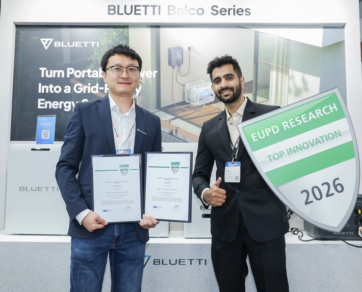 BLUETTI gewinnt den „Top Innovation Award 2026" von EUPD Research in Europa