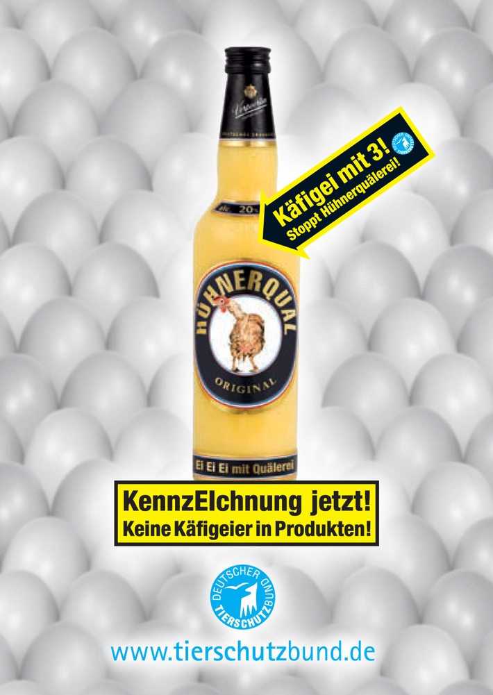 Leitmotto zum Welttierschutztag: Macht Regale frei von Hühnerquälerei - Keine Käfigeier in Produkten