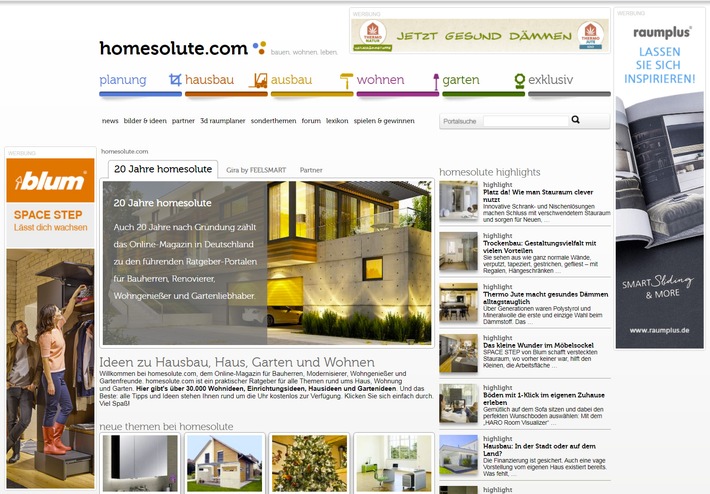 20 Jahre homesolute.com: Das Online-Portal für alle, die Wert auf ein schönes Zuhause legen