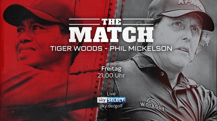 "The Match: Tiger Woods - Phil Mickelson": das Duell der beiden besten Golfer ihrer Generation am Freitagabend live und exklusiv auf Sky Select