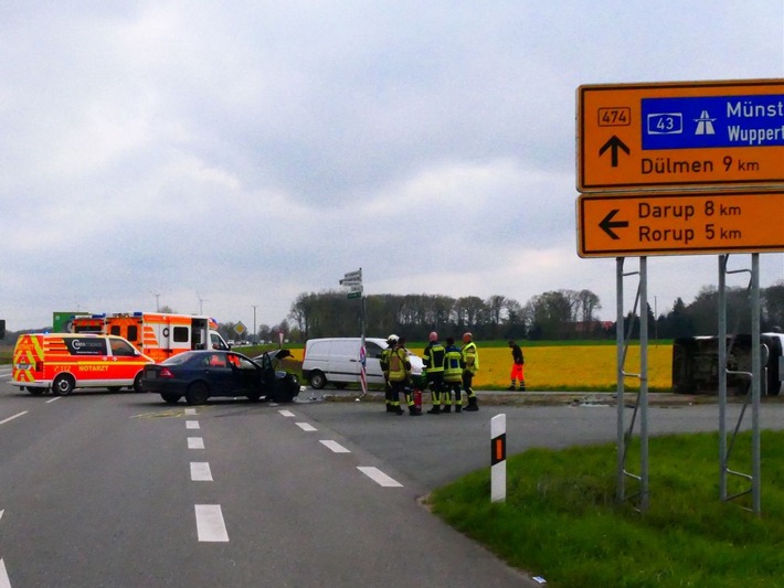 POL-COE: Coesfeld, B474/ Autos kollidieren