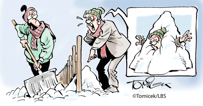 Harmlose Schaufel Schnee / Ein Ablegen geringster Mengen beim Nachbarn ist hinzunehmen