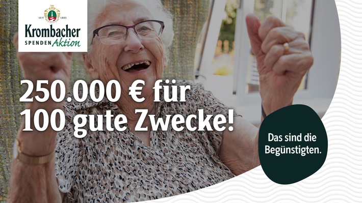250.000 Euro für 100 gute Zwecke: Die Begünstigten der Krombacher Spendenaktion 2026 stehen fest