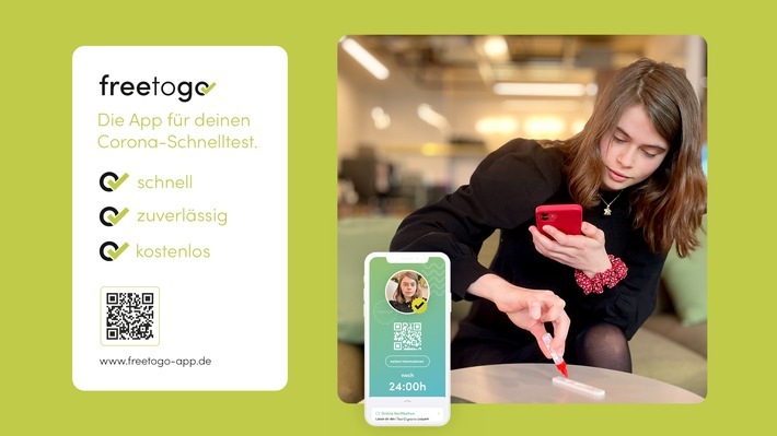 Freetogo - die Corona-Test-App, bequem von zu Hause testen! / Weiterer Text über ots und www.presseportal.de/nr/156478 / Die Verwendung dieses Bildes ist für redaktionelle Zwecke unter Beachtung ggf. genannter Nutzungsbedingungen honorarfrei. Veröffentlichung bitte mit Bildrechte-Hinweis.