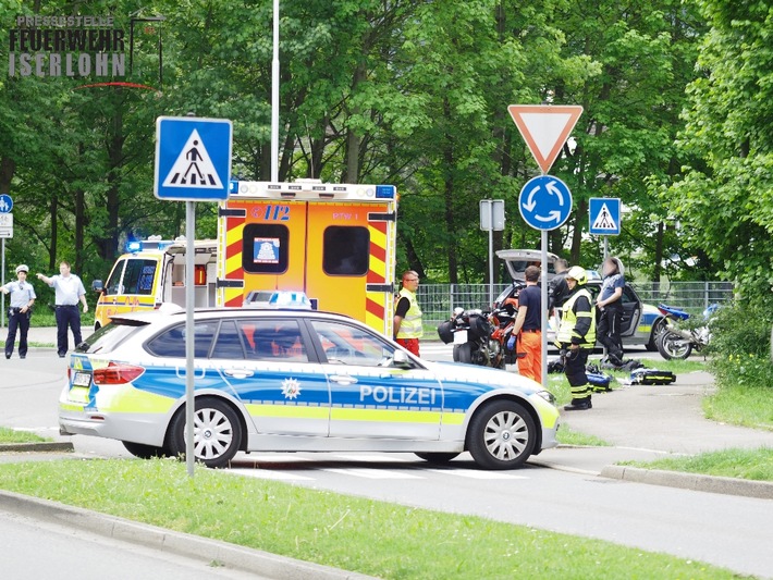 FW-MK: Hubschrauberlandung nach Verkehrsunfall mit Krad