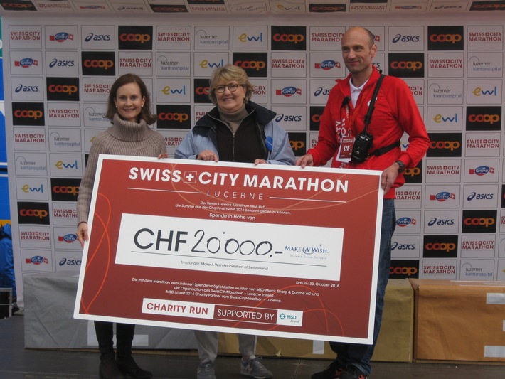 MSD au SwissCityMarathon Lucerne: la recette de la Charity-Run est attribuée à la fondation Make-A-Wish Suisse