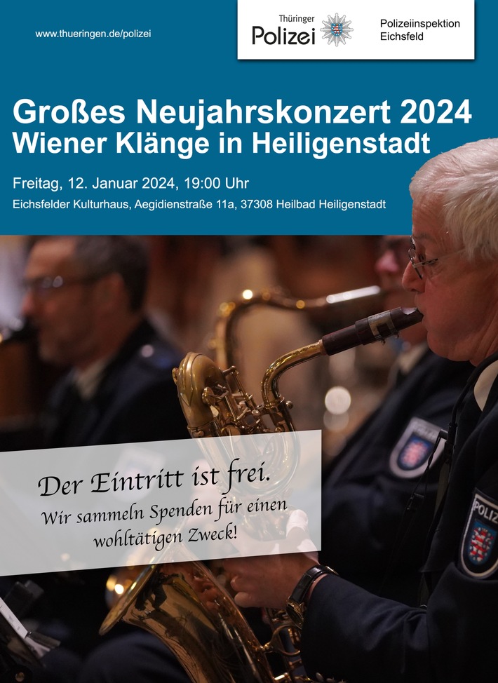 LPI-NDH: Großes Benefiz-Neujahrskonzert mit dem Polizeiorchester Thüringen