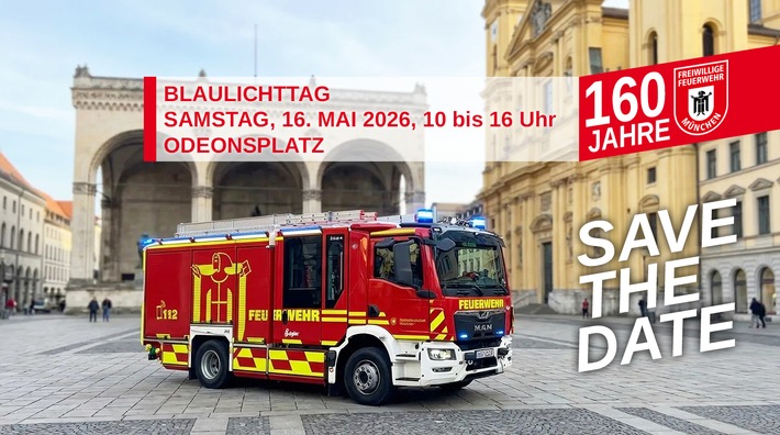 FW-M: 160 Jahre Freiwillige Feuerwehr München: Großer Blaulichttag auf dem Odeonsplatz (Maxvorstadt)