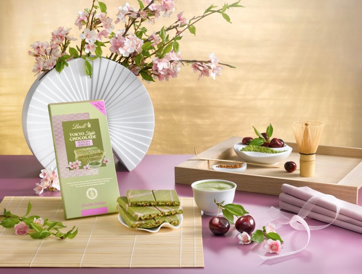 Wenn Japan in Rosa erblüht: Lindt feiert die Sakura-Saison mit einer streng limitierten Tokyo Style Chocolade Edition: Matcha Sakura