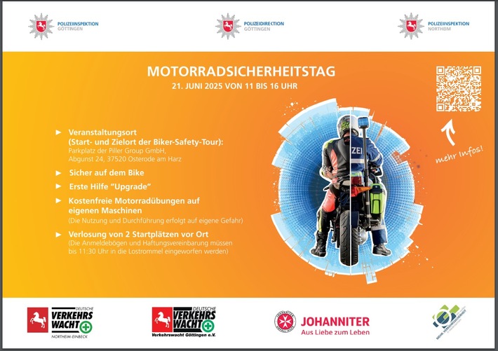 POL-GÖ: Gemeinsame Pressemitteilung der Polizeiinspektionen Göttingen und Northeim sowie der Polizeidirektion Göttingen anlässlich des "Motorradsicherheitstages" am 21. Juni 2025 in Osterode am Harz
