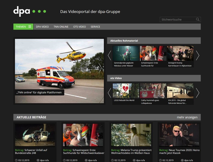 dpa vermarktet Videos von TeleNewsNetwork exklusiv für Web- und Digital-Nutzung