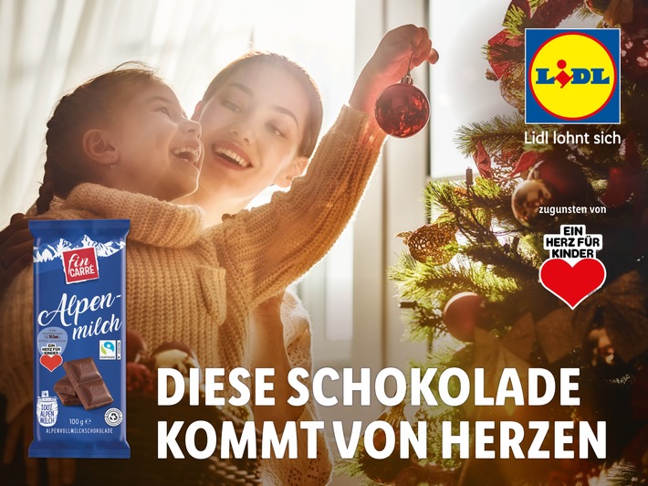 Lidl unterstützt "Ein Herz für Kinder" durch den Verkauf von Schokolade