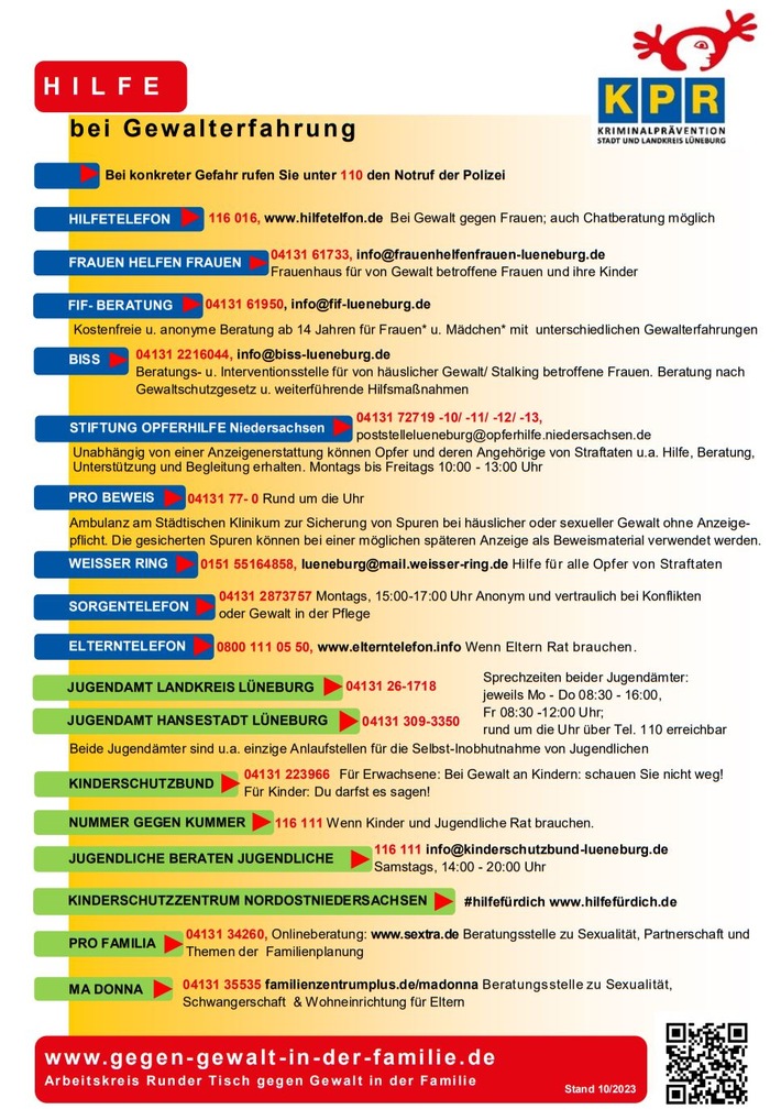 POL-LG: ++ Häusliche Gewalt - Hilfsangebote (mit Flyer!) ++ Polizei kontrolliert den Verkehr ++ Ermittlung wegen Trunkenheit im Verkehr ++ Alarm ausgelöst - E-Scooter zurückgelassen ++