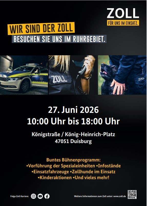ZOLL-E: Zoll hautnah erleben: Infomeile, Shows und Mitmachaktionen in Du-isburg