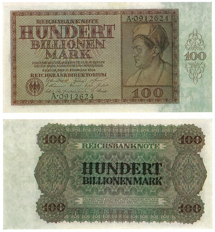 100 Jahre Hyperinflation: die 100.000.000.000.000-Mark-Banknote