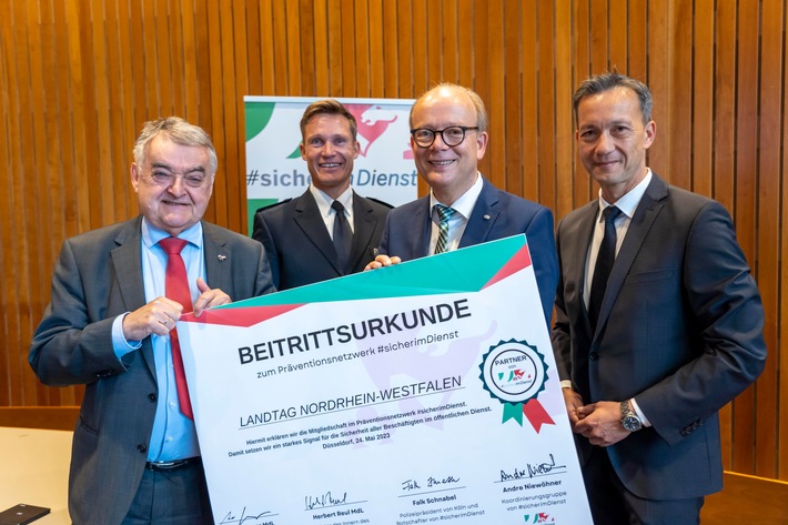 NRW-Landtag tritt Präventionsnetzwerk #sicherimDienst zum Schutz von Beschäftigen im öffentlichen Dienst bei