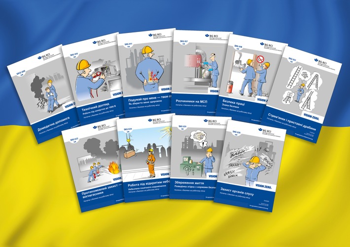 Unterweisungsmaterial auf ukrainisch / Publikationen der BG RCI überwinden Sprachbarrieren im Arbeitsschutz
