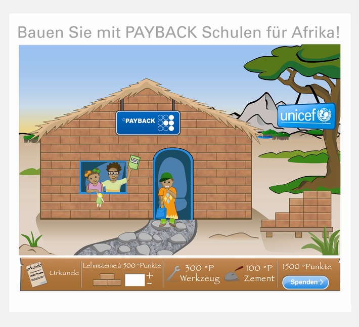 Payback Kunden bauen Schulen in Afrika - bauen Sie mit! In sechs Monaten Punktespenden für 38 Schulen gesammelt
