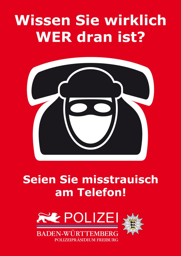 POL-FR: Landkreis Breisgau-Hochschwarzwald: Polizeipräsidium Freiburg warnt vor Telefonbetrügern - Präventionskooperation zwischen Volksbank Breisgau-Markgräflerland eG und der Polizei Freiburg