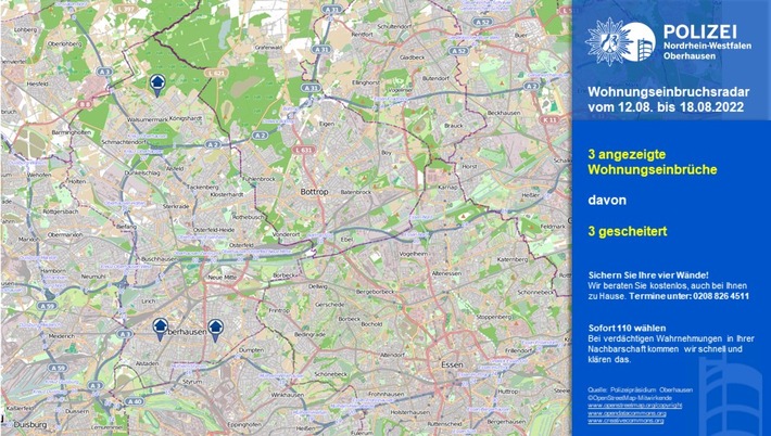 POL-OB: Wohnungseinbruchsradar - Alle angezeigten Wohnungseinbrüche gescheitert