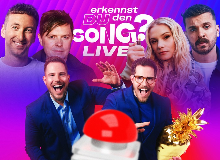 Michael Patrick Kelly, Joko und Klaas, Nilam Farooq und DJ Ötzi: Wer erkennt den Song? Live auf ProSieben und Joyn