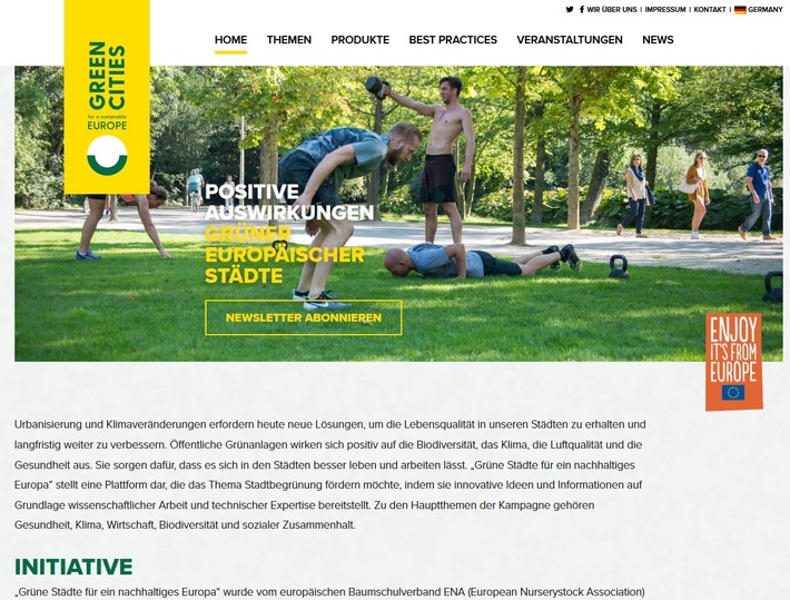 Launch der Website und Social-Media-Kanäle zur Kampagne &quot;Grüne Städte für ein nachhaltiges Europa&quot;