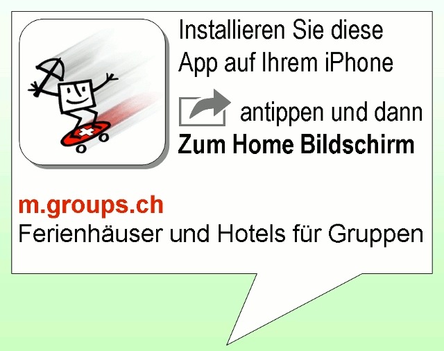 650 Ferienhäuser & Hotels für Gruppen aus der Westentasche: m.groups.ch / Die neue Webapp von CONTACT groups.ch ermöglicht die Planung von Gruppenreisen unterwegs