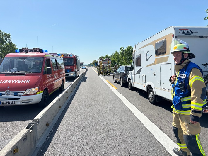 FW Weinheim: Probefahrt endet mit Auffahrunfall - Wohnmobil fährt auf Suzuki