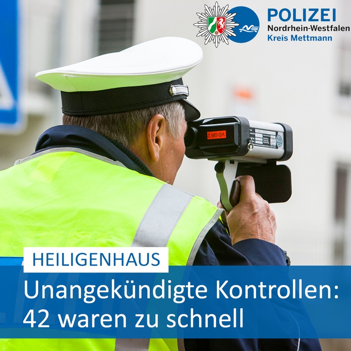 POL-ME: Unangekündigte Geschwindigkeitskontrollen: 42 waren zu schnell unterwegs - Heiligenhaus - 2405052