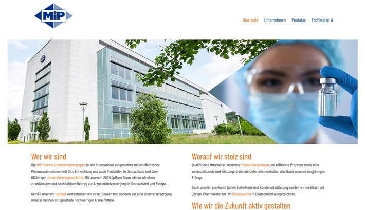 Neue Website der MiP Pharma Unternehmensgruppe / Informativ und benutzerfreundlich: mip-pharma.de