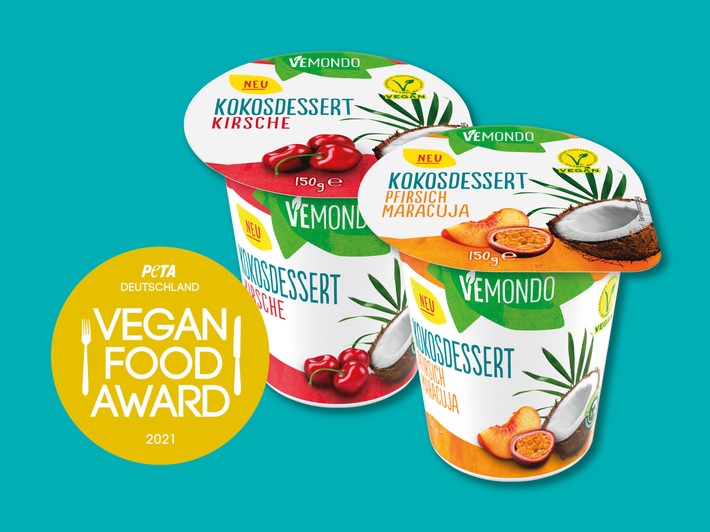 Vegan abgesahnt: Lidl-Kokosdessert erhält den Vegan Food Award von PETA