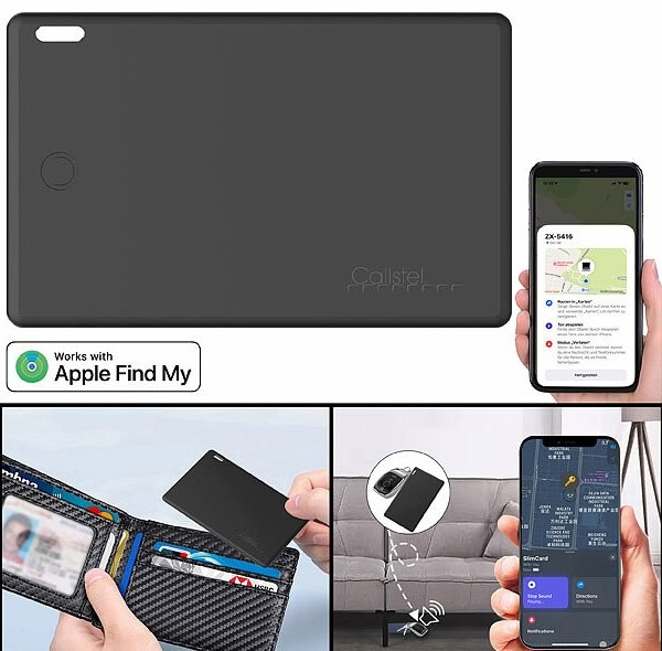 Per iOS-App "Wo ist?" Gegenstände orten: Callstel Geldbeutel- und Gegenstandsfinder im Kreditkartenformat, MFi-zertifiziert