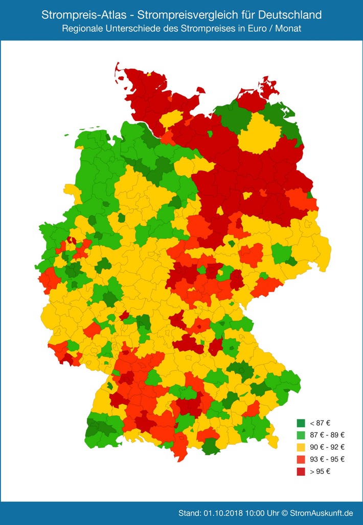 Studie &quot;Strompreise für Verbraucher in Deutschland&quot; / Vergleichende Analyse der Strompreise für 6400 Städte in Deutschland