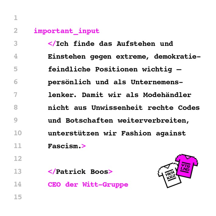Pressemitteilung: Witt-Gruppe unterstützt Fashion against Fascism