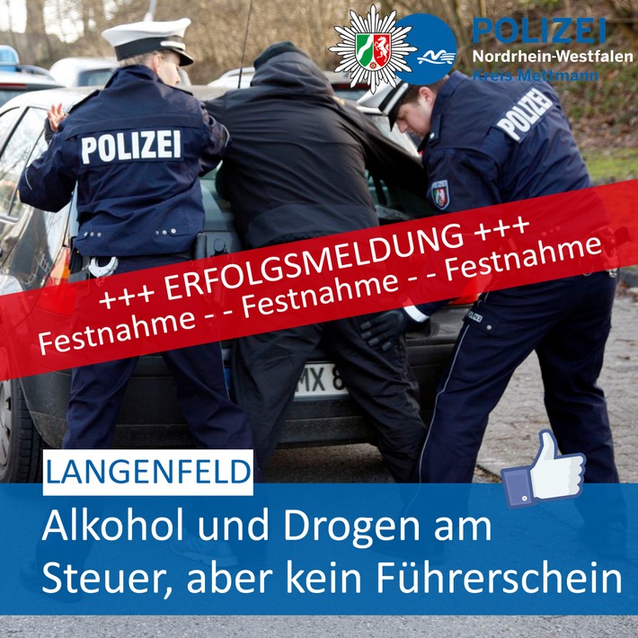 POL-ME: Betrunken, unter Drogen und kein Führerschein: Polizei zieht Raser aus dem Verkehr - Langenfeld - 2001143