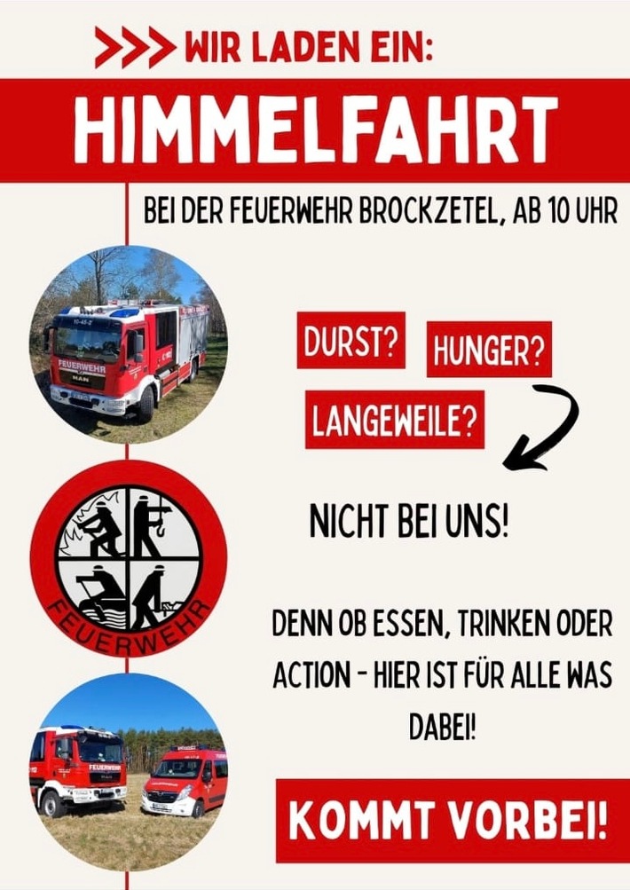 FW-AUR: Feuerwehr Brockzetel lädt zu Jubiläumsfeier am Himmelfahrtstag ein