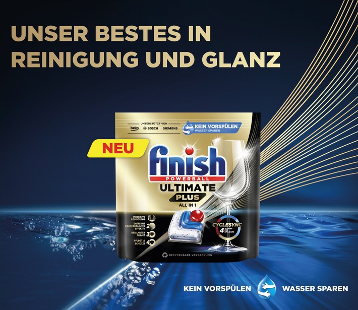 Intensive Reinigung und brillanter Glanz ganz ohne Vorspülen: die neuen, revolutionären Finish Ultimate Plus Caps