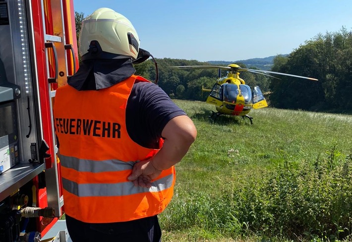 FW-EN: Zwei Rettungshubschrauber-Einsätze und abgerissene Stromleitung