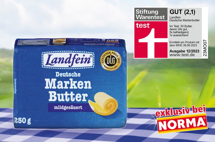 NORMA-Butter der Eigenmarke LANDFEIN von STIFTUNG WARENTEST mit "gut" bewertet / Perfekt fürs Backen der Weihnachtsplätzchen oder auf dem Frühstückstisch