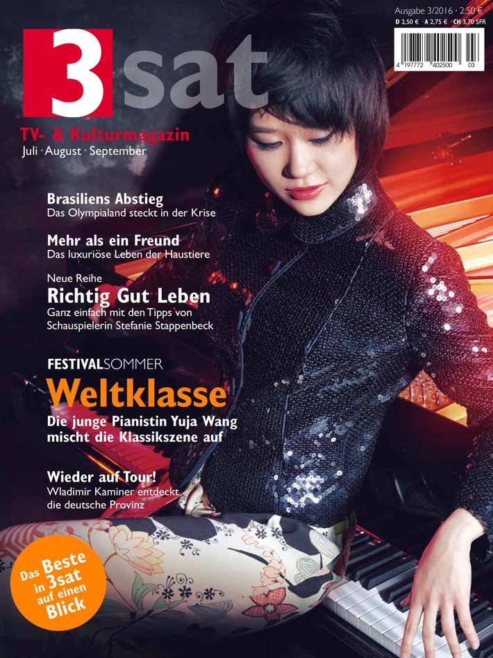 Fantastischer Auftritt / Ein Porträt der Pianistin Yuja Wang im neuen "3sat TV- & Kulturmagazin" / Das Magazin mit dem Besten aus 3sat von Juli bis September / ab 17. Juni im Handel erhältlich