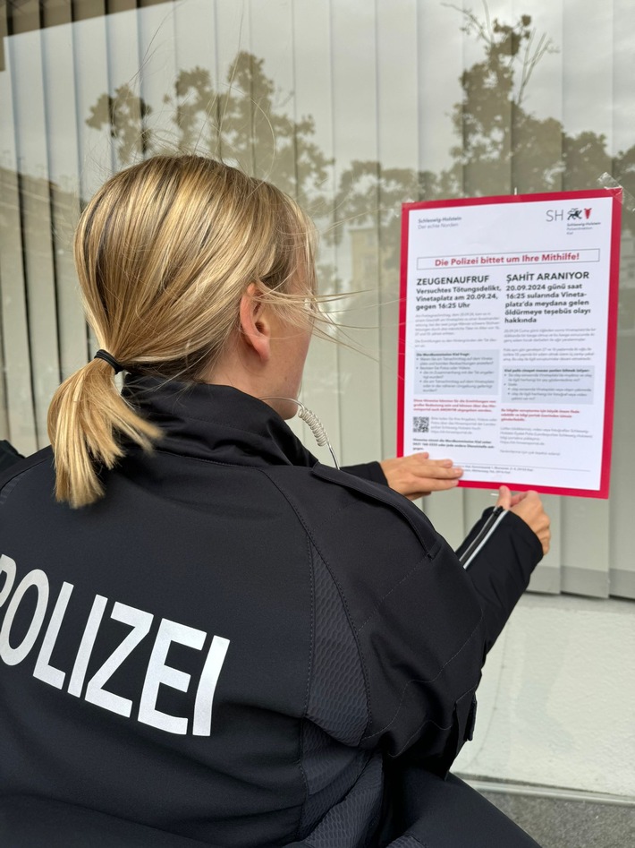 POL-KI: 240927.1 Kiel: Kriminalpolizei sucht weitere Zeugen nach versuchtem Tötungsdelikt (Folgemeldung zu 240923.1 &amp; 240923.5)