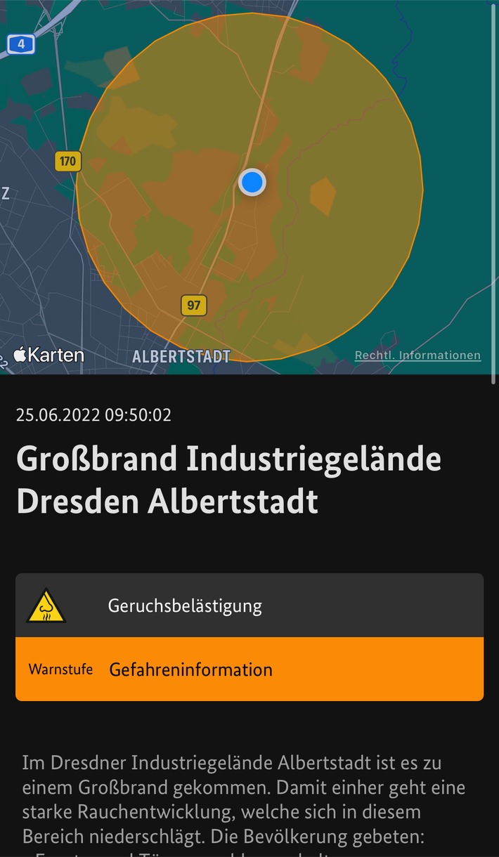 FW Dresden: Großbrand in Dresden-Albertstadt