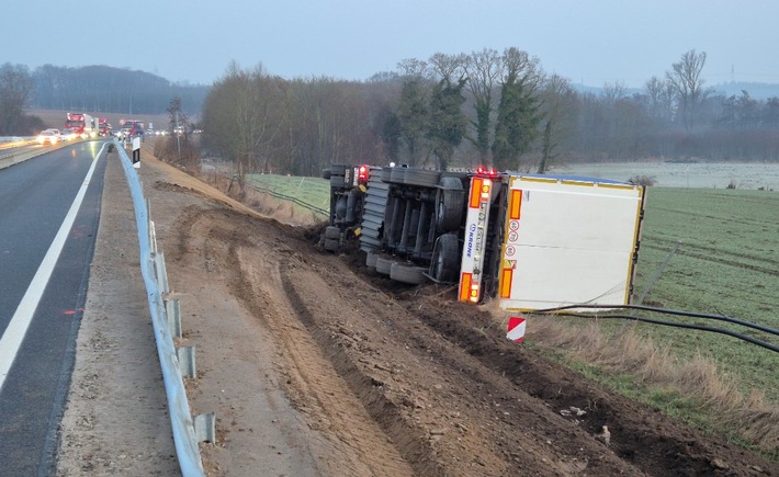 POL-RZ: Lkw-Unfall auf der A 21 zieht eine längere Vollsperrung heute Abend nach sich