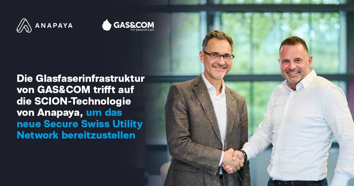 Die Glasfaserinfrastruktur von GAS&COM trifft auf die SCION-Technologie von Anapaya, um das neue Secure Swiss Utility Network bereitzustellen