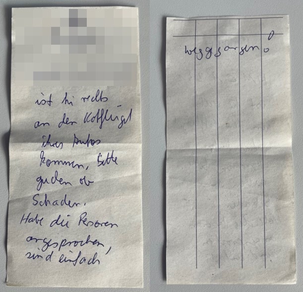 POL-HM: Zeugenaufruf: Wer verfasste die handgeschriebene Notiz?