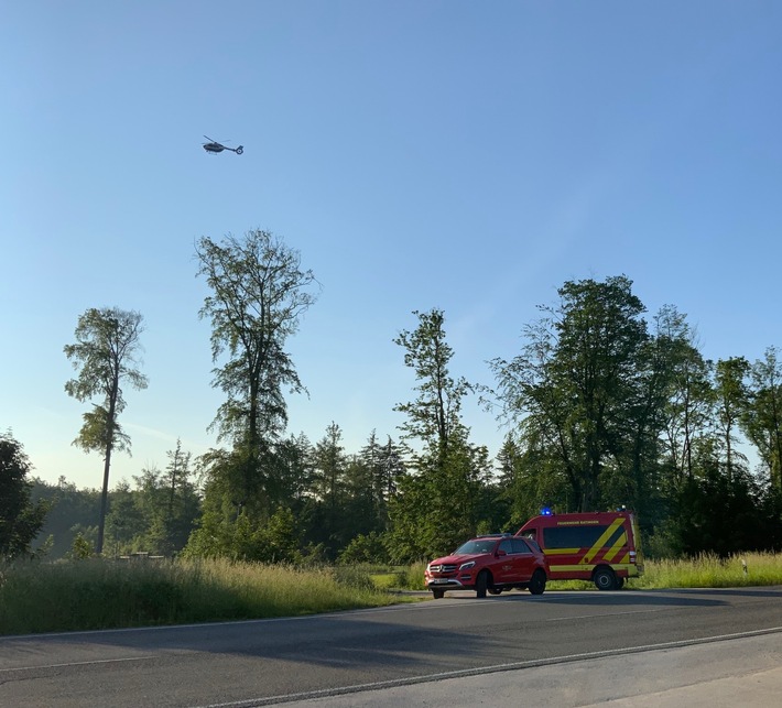 FW Ratingen: Polizei unterstützt die Suche nach einem Waldbrand aus der Luft