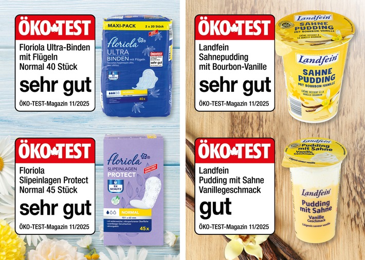 Vanillepudding und Hygieneprodukte von NORMA überzeugen in der November-Ausgabe von ÖKO-TEST / Dreimal "sehr gut", einmal "gut" für NORMA-Eigenmarken