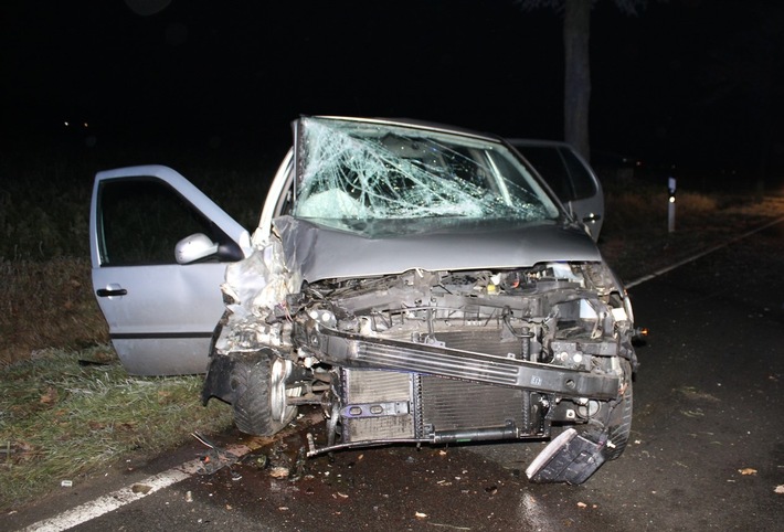 POL-MI: Auto kracht gegen Straßenbaum